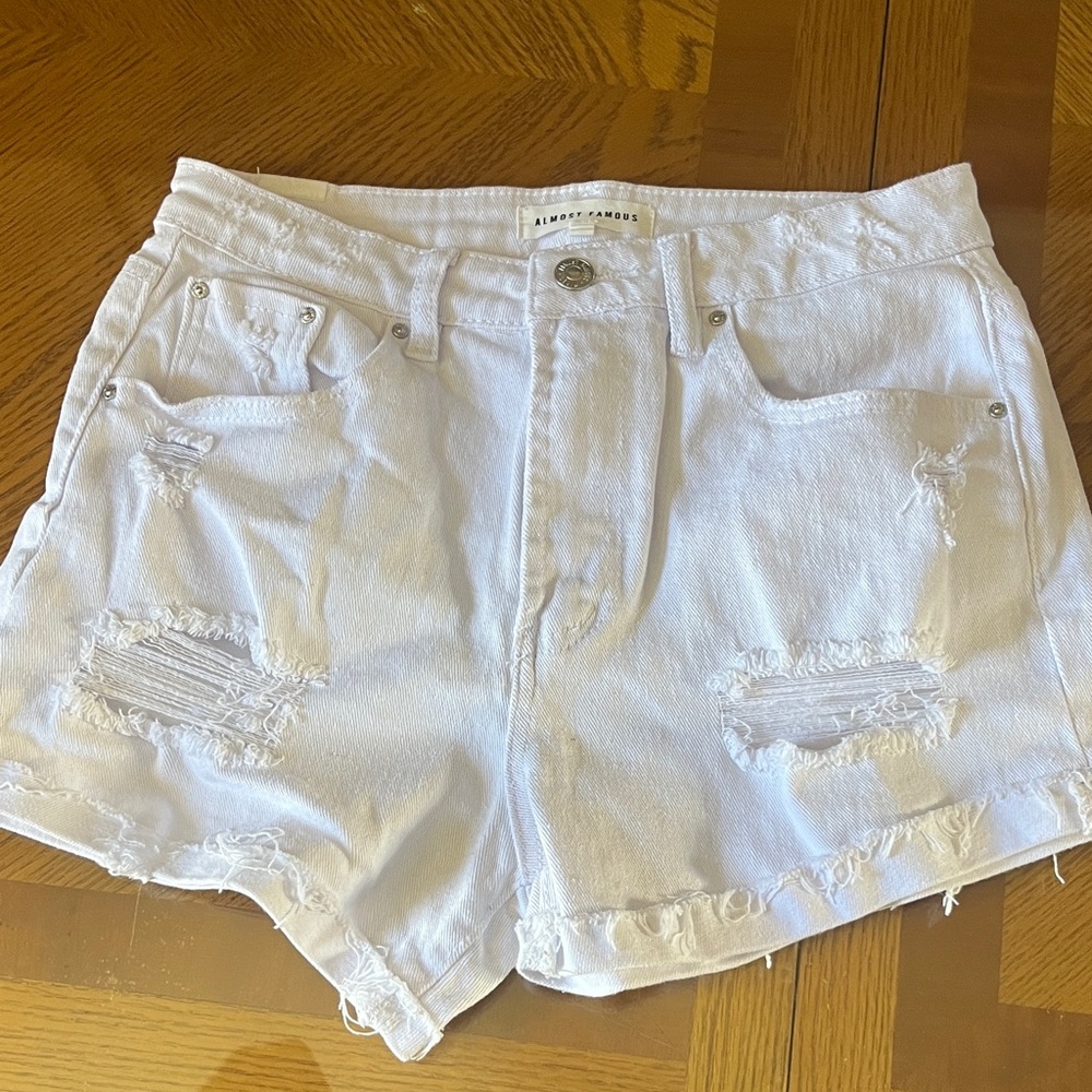 Almost Famous White Distressed Denim Shorts
